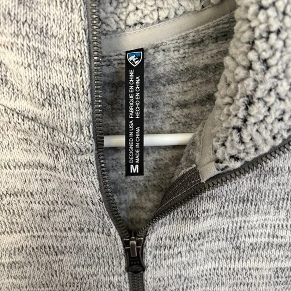 Kuhl Alaska Fleece Vest Womens Medium Grey Sherpa Hooded Outdoor Gorpcore Winter - Picture 2 of 9